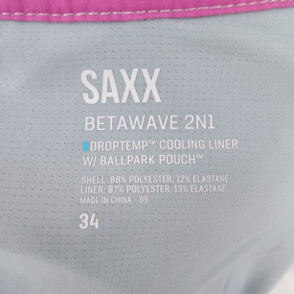 SAXX Swim Trunks Board Shorts Swim Wear Betawave 2N1 Blue Striped Ballpark 34 - Picture 9 of 12